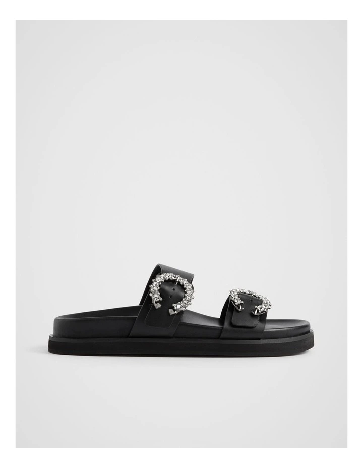 Romy Diamante Buckle Slide in Black image 1