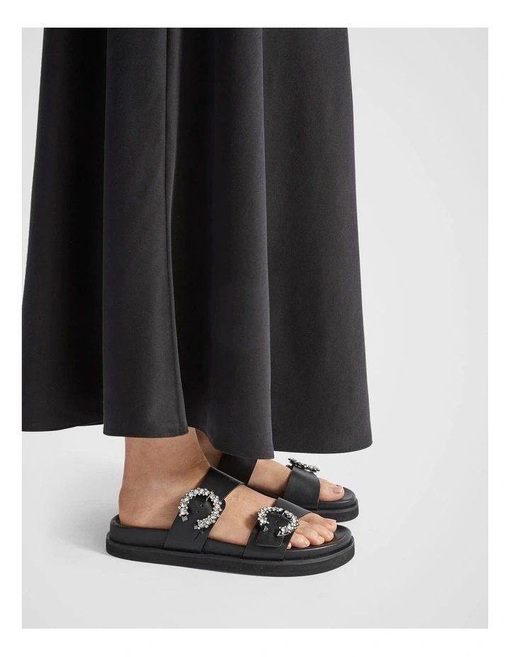 Romy Diamante Buckle Slide in Black image 2
