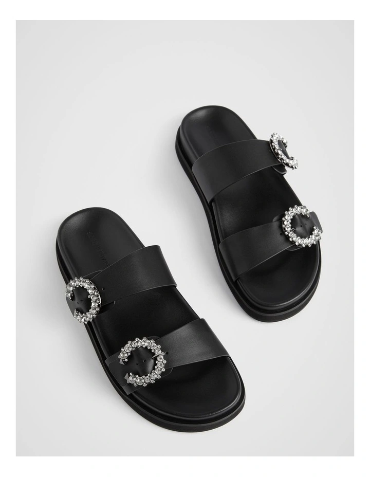 Romy Diamante Buckle Slide in Black image 3