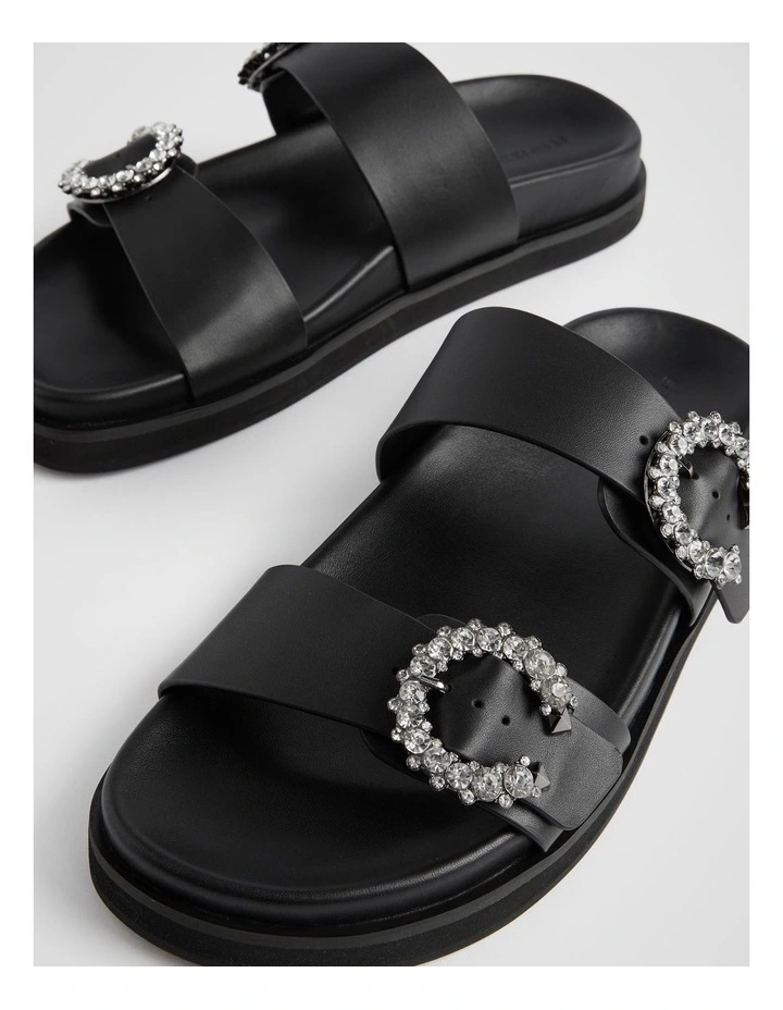 Romy Diamante Buckle Slide in Black image 4