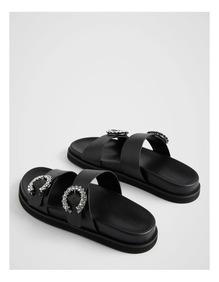 Romy Diamante Buckle Slide in Black image 5