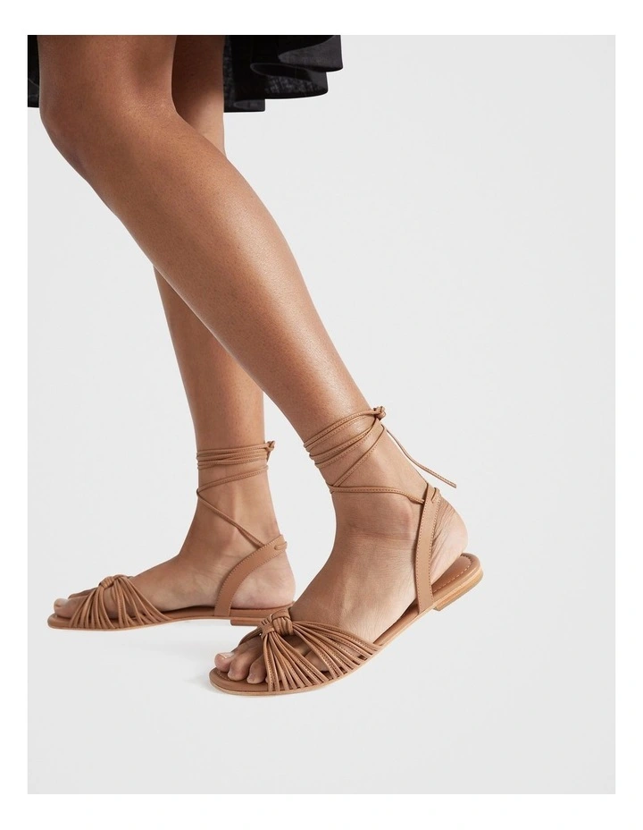 Evie Flat Sandal in Caramel image 2