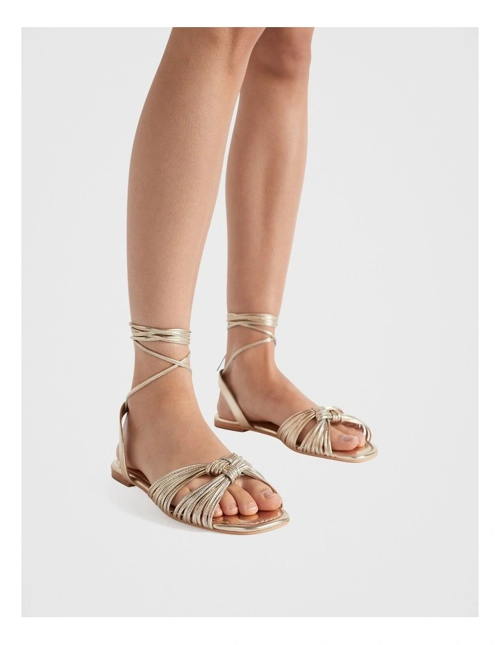 Evie Flat Sandal in Gold image 2