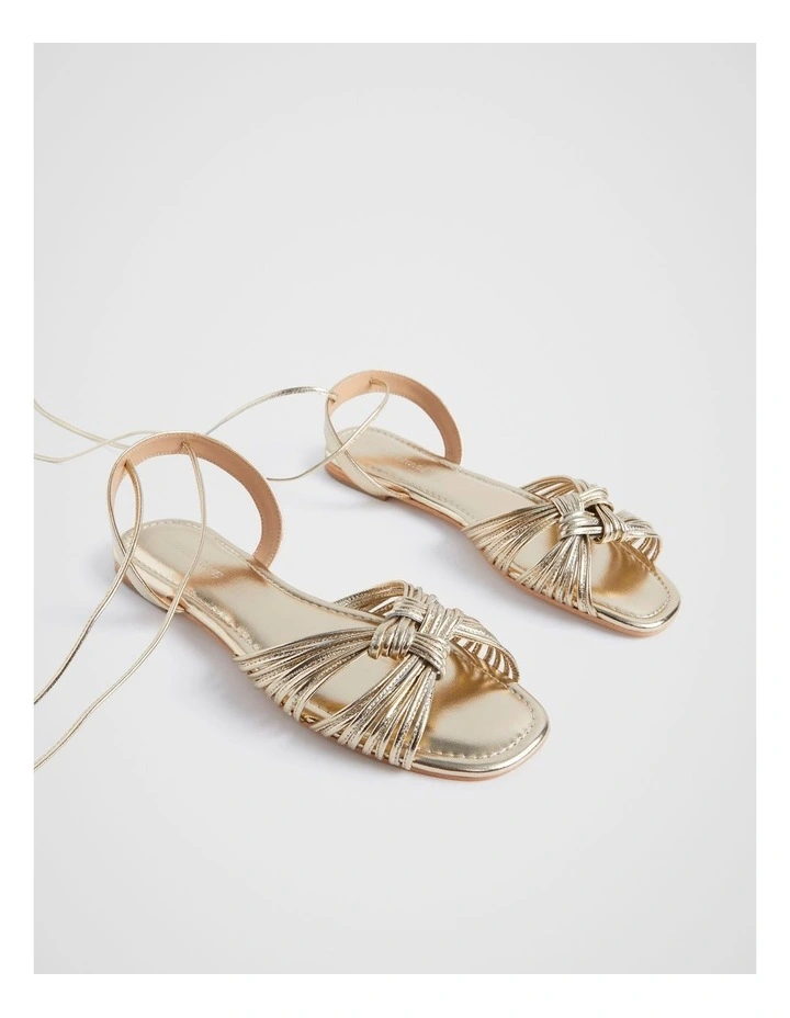 Evie Flat Sandal in Gold image 3