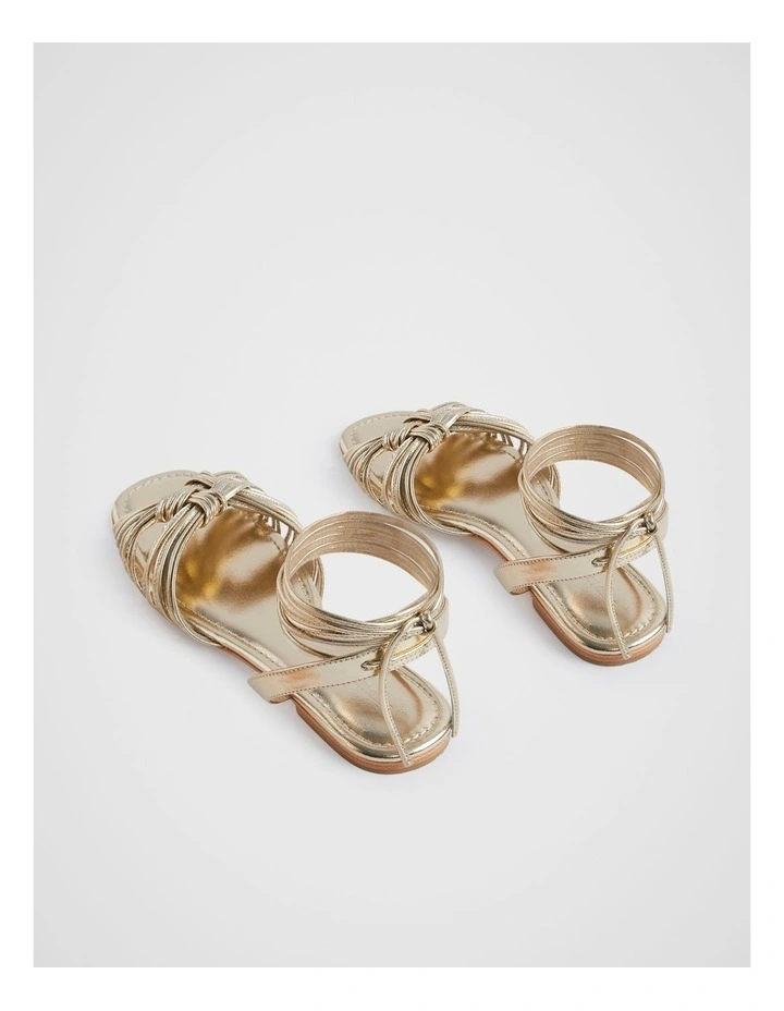 Evie Flat Sandal in Gold image 5