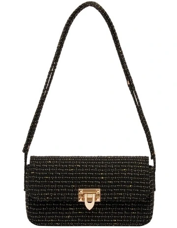 Two Tone Border Crossbody Bag in Black