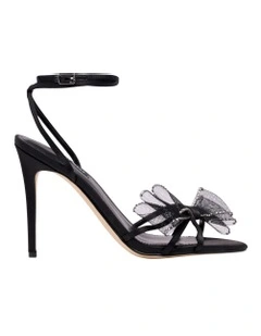 Minky Heeled Sandal in Black