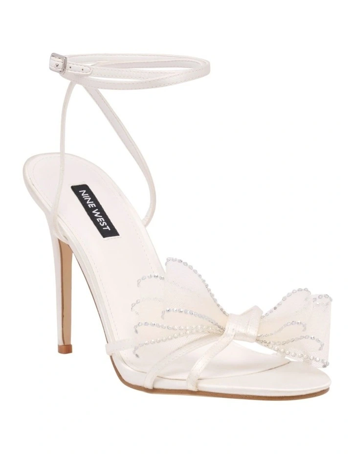 Minky Heeled Sandal in White image 2