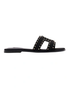 Giny Flat Sandal in Black