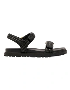 Dinrah Flat Sandal in Black