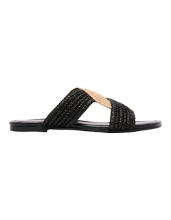 Quara Flat Sandal in Black