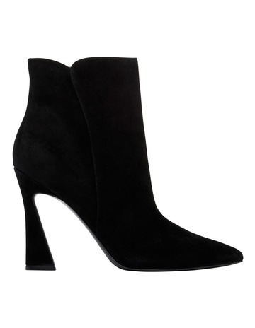 suede black boots with heel