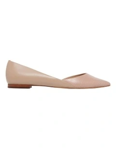 Aery Crocodile Flat Shoe In Pink