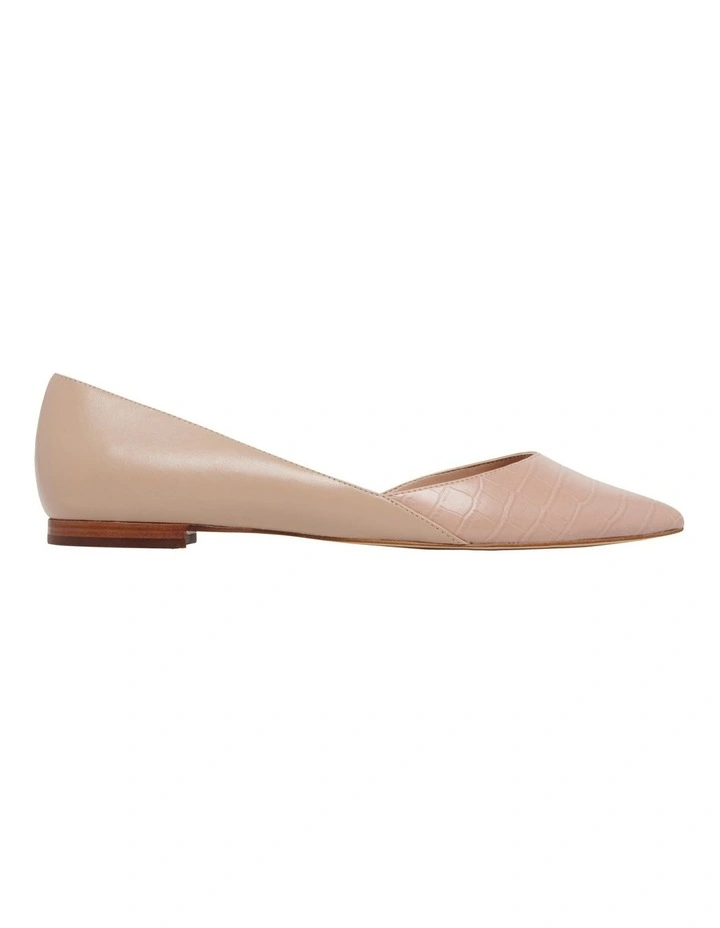 Aery Crocodile Flat Shoe In Pink image 1