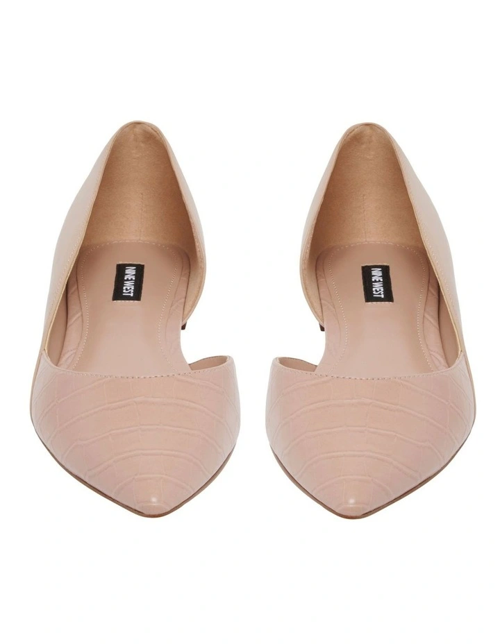 Aery Crocodile Flat Shoe In Pink image 3