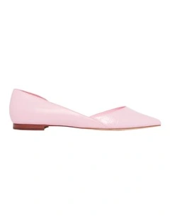 Aery Crocodile Flat Shoe In Light Pink
