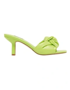 Knot Heeled Sandal In Lime Green
