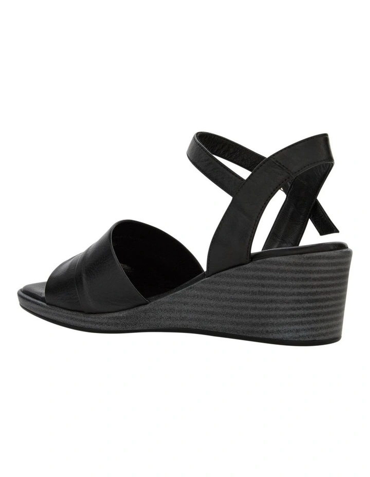 Celia Wedge Sandal in Black Leather image 3