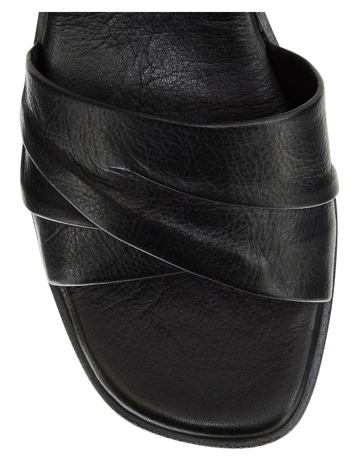 Celia Wedge Sandal in Black Leather image 4