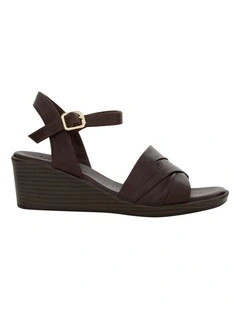 Celia Wedge Sandal in Chocolate Leather
