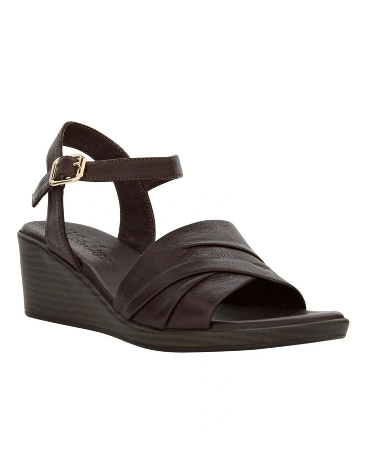 Celia Wedge Sandal in Chocolate Leather image 2