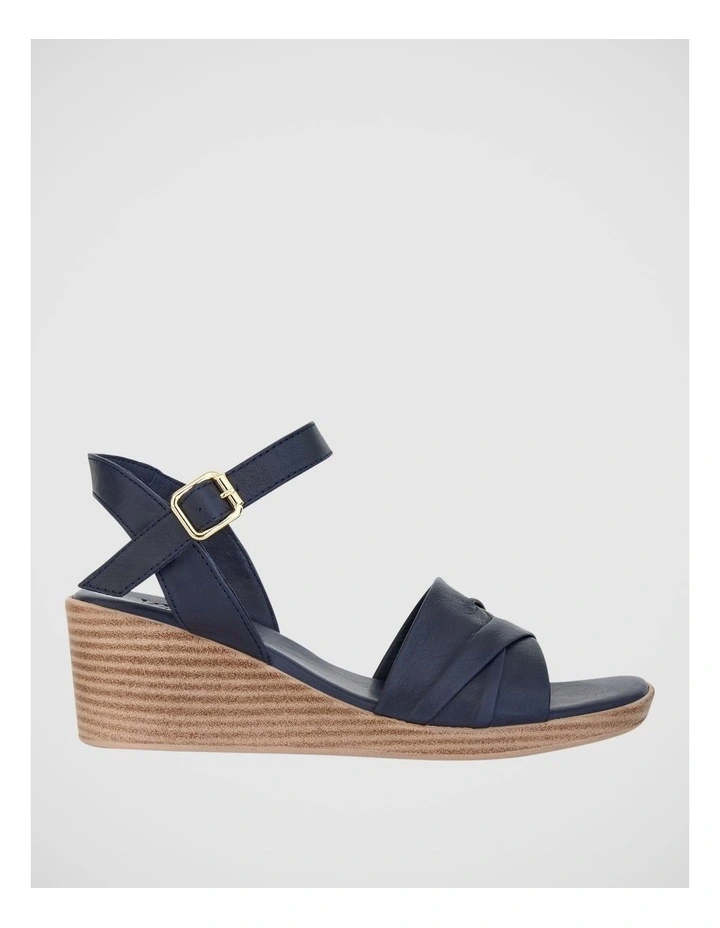 Celia Wedge Sandal in Navy Leather image 1