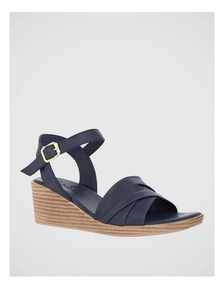Celia Wedge Sandal in Navy Leather image 2