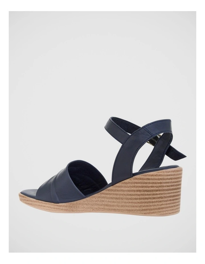 Celia Wedge Sandal in Navy Leather image 3