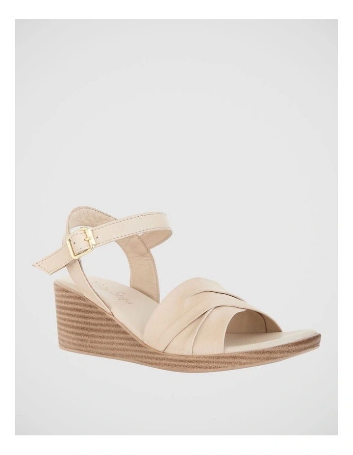 Celia Wedge Sandal in Nude Leather image 2