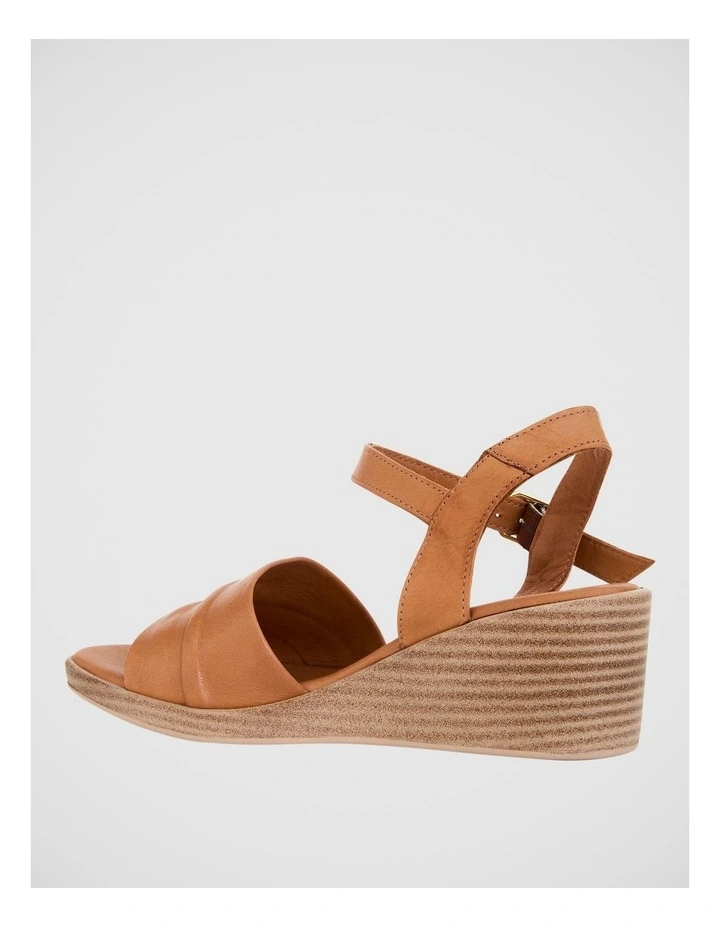Celia Wedge Sandal in Tan Leather image 3