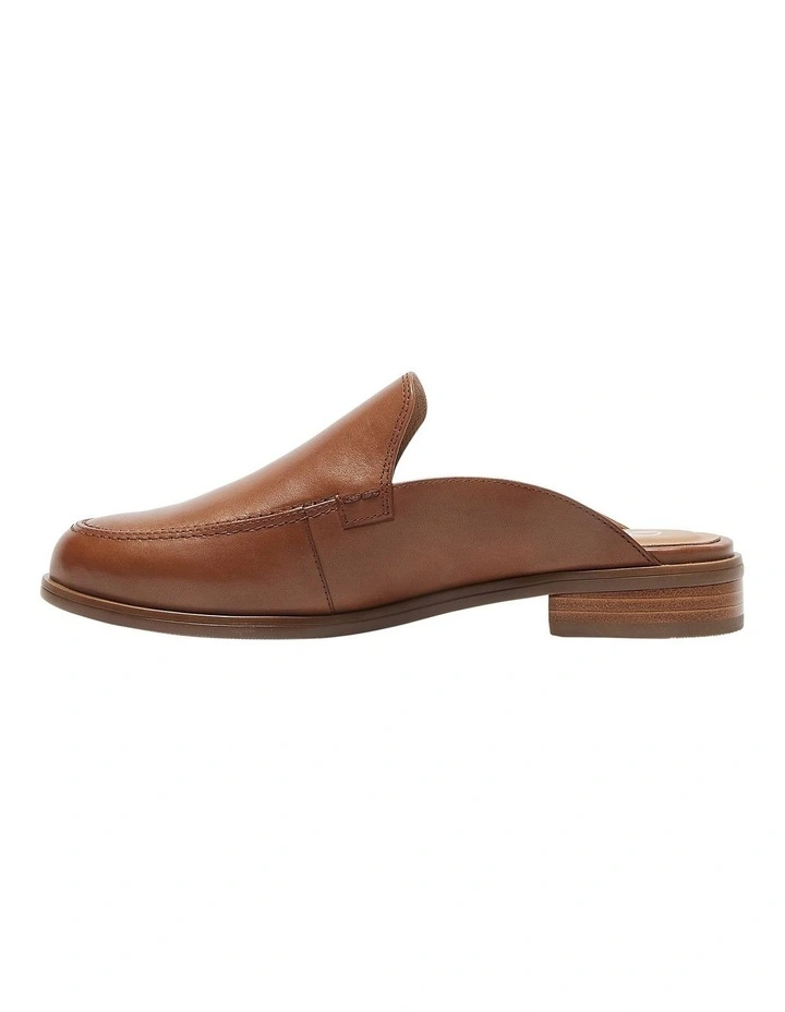 West Flat Leather Loafers in Mid Brown image 3