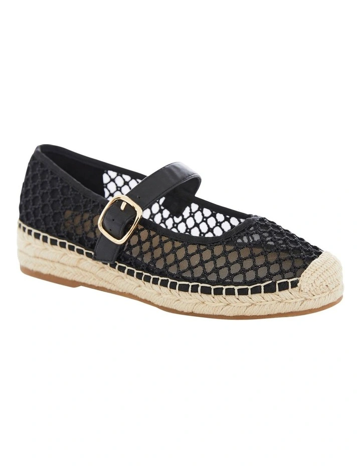 Portugal Flat Shoes in Black Mesh image 2
