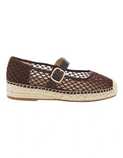 Portugal Flat Shoes in Chocolate Mesh