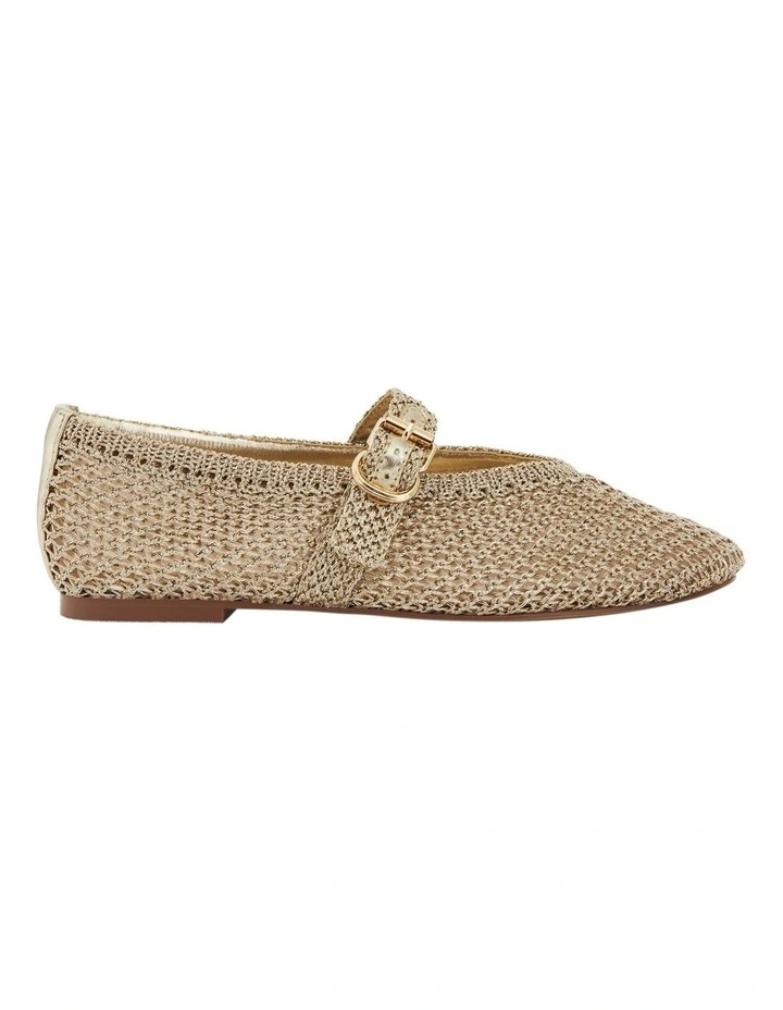 Elope Flat Shoes in Gold Crochet image 1