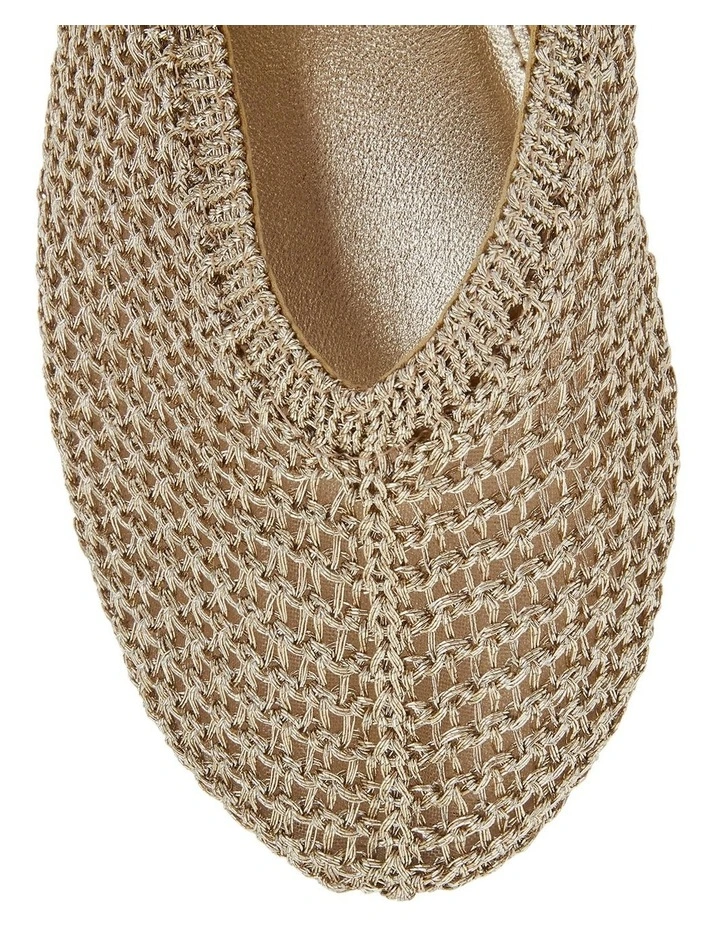 Elope Flat Shoes in Gold Crochet image 4