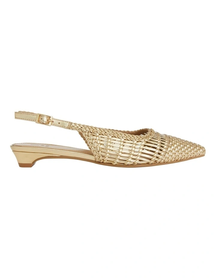 Finley Flat Shoes in Soft Gold Weave image 1