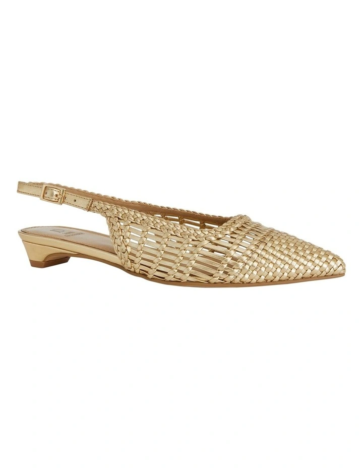 Finley Flat Shoes in Soft Gold Weave image 2