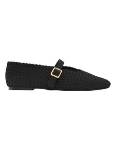 Ezra Flat Shoes in Black Weave