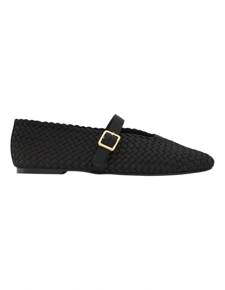 Ezra Flat Shoes in Black Weave image 1