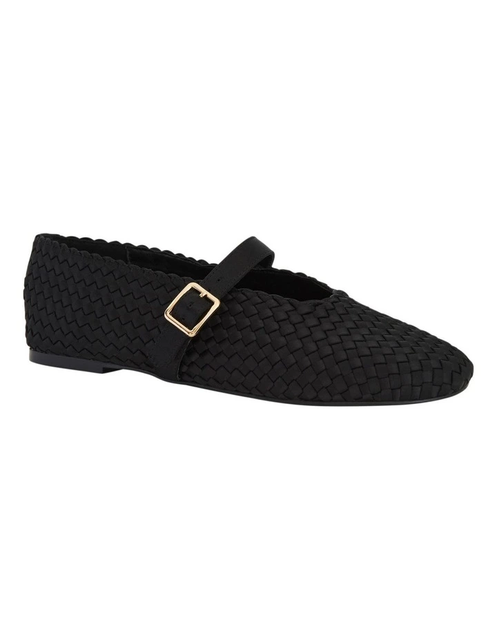 Ezra Flat Shoes in Black Weave image 2