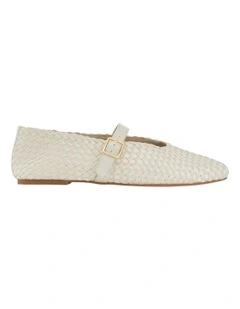 Ezra Flat Shoes in Bone Weave