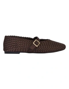 Ezra Flat Shoes in Chocolate Weave