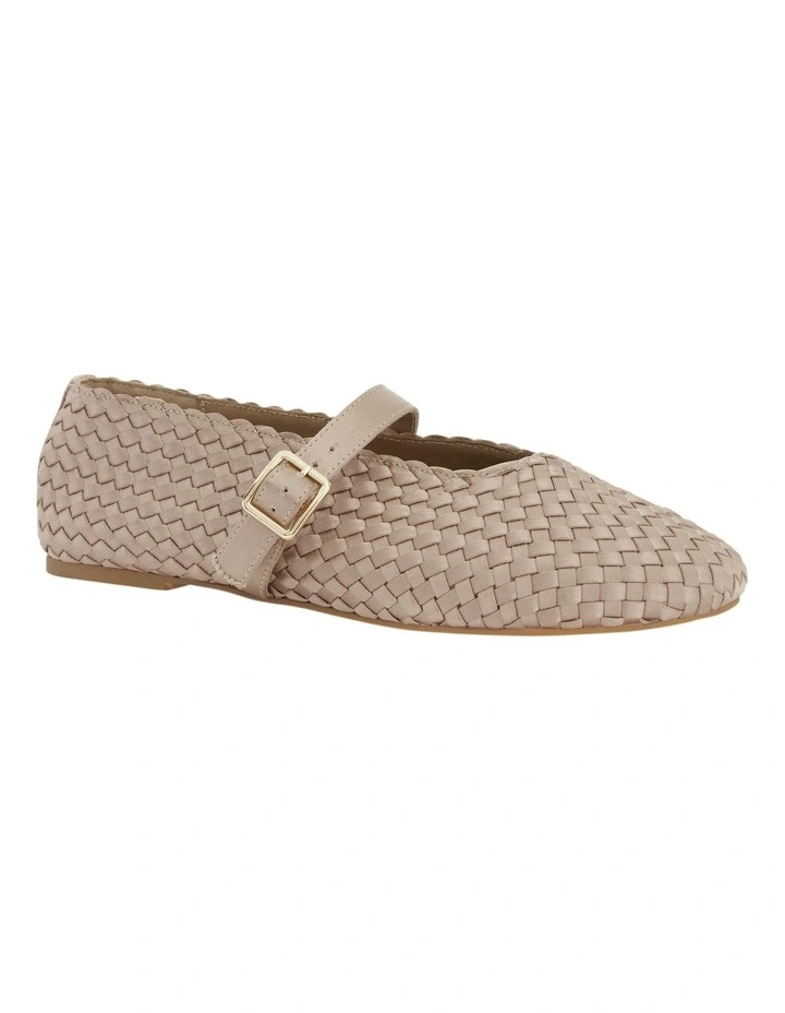 Ezra Flat Shoes in Taupe Weave image 2