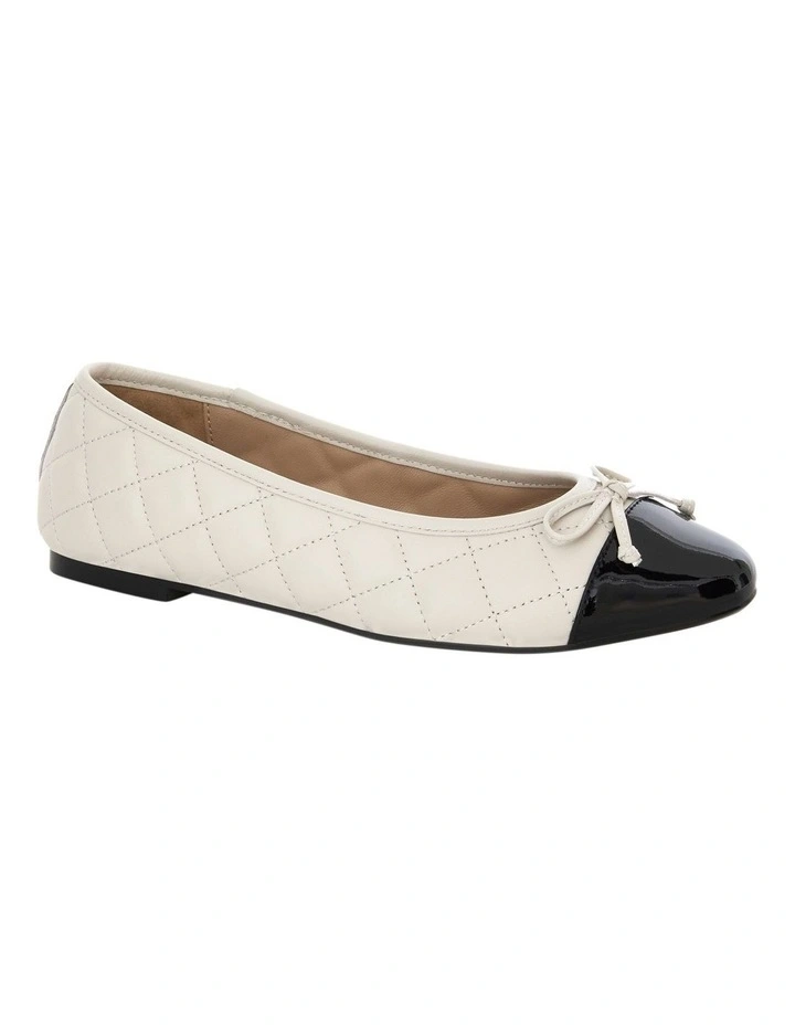 Fifi Flat Shoes in Black Patent/Bone image 2