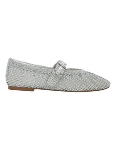 Elope Ballet Flats in Silver Crochet