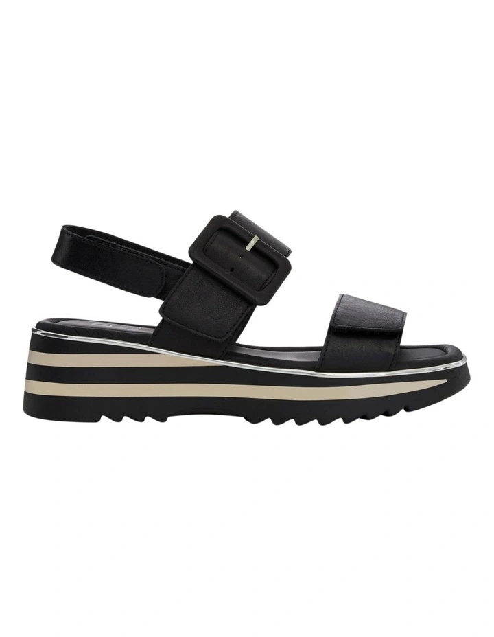 Jasper  Wedge Sandals in Black Leather image 1
