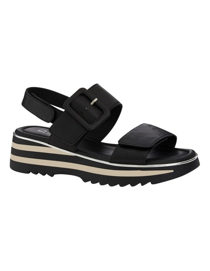 Jasper  Wedge Sandals in Black Leather image 2