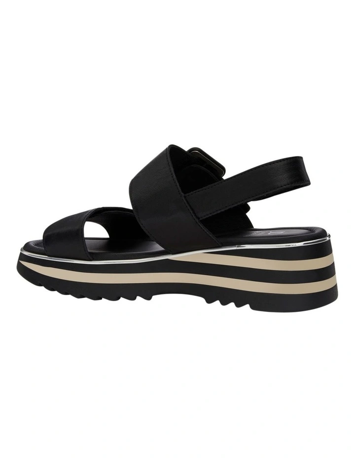 Jasper  Wedge Sandals in Black Leather image 3