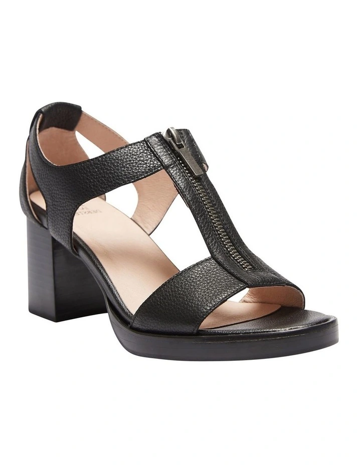 Abigail Heeled Sandal in Black/Black Leather image 2