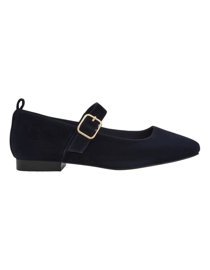 Bonnie Flat Shoes in Navy Suede image 1